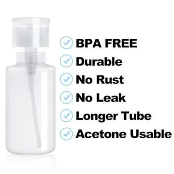 NXJ INFILILA Acetone Pump Dispenser, Push Down Pump Dispenser 2 Pack Nail Polish Remover Pump Empty Pump Bottle Dispenser for Alcohol, Nail Polish & Makeup Remover, Toner, etc