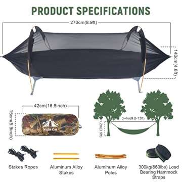 Night Cat Reliable 3 in 1 Hammock Tent for Camping