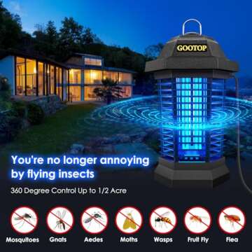 Remote Control Bug Zapper Indoor Outdoor, Electric Mosquito Zapper, Bug Zapper, Fly Traps, Fly Zapper, Mosquito Killer, 3 Prong Plug, 90-130V, ABS Plastic Outer