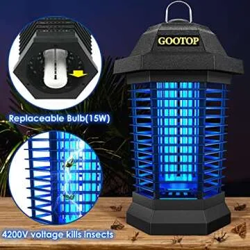 Remote Control Bug Zapper Indoor Outdoor, Electric Mosquito Zapper, Bug Zapper, Fly Traps, Fly Zapper, Mosquito Killer, 3 Prong Plug, 90-130V, ABS Plastic Outer