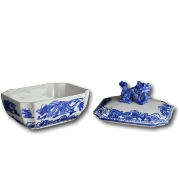 Elegant Blue and White Ceramic Jar with Dragon Lid