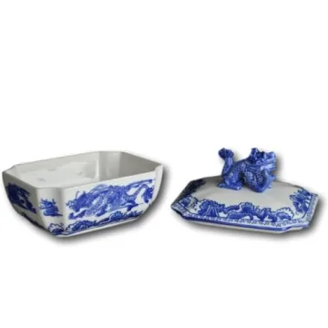 Elegant Blue and White Ceramic Jar with Dragon Lid