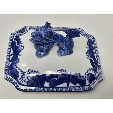 Elegant Blue and White Ceramic Jar with Dragon Lid