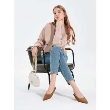 Coutgo Women’s Cozy Slingback Kitten Heels - Cute Pumps