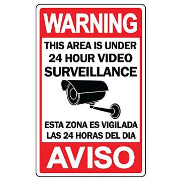 CCTV Warning Security Audio Video Surveillance Camera Sign Spanish/English