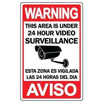 CCTV Warning Security Audio Video Surveillance Camera Sign Spanish/English