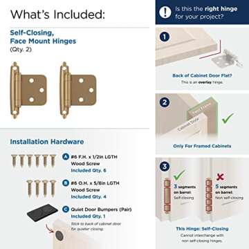 Amerock BPR3429CZ | Cabinet Hinge | Variable Overlay Self Closing Face Mount | Champagne Bronze | Kitchen Cabinet Door Hinge | 1 Pair/2 Pack | Functional Hardware