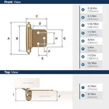 Amerock BPR3429CZ | Cabinet Hinge | Variable Overlay Self Closing Face Mount | Champagne Bronze | Kitchen Cabinet Door Hinge | 1 Pair/2 Pack | Functional Hardware