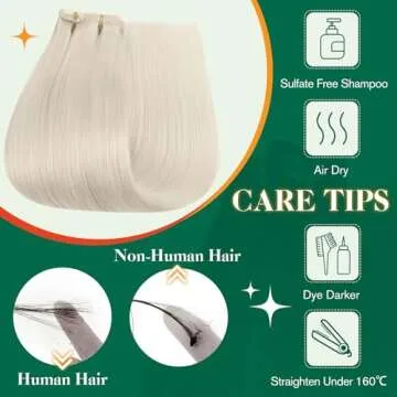 Easyouth Blonde Hair Extensions Real Human Hair Clip in Hair Extensions White Blonde Human Hair Extensions Clip ins Remy Straight Hair for Women Hair Extensions Clip ins 20 Inch 7 Pcs 120G