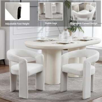 VEPXXP Barrel Dining Chairs Set of 4, Upholstered Dining Room Chairs with Backrest and Arm, Round Comfy Modern Dining Chair for Dining Room, Kitchen, Beige