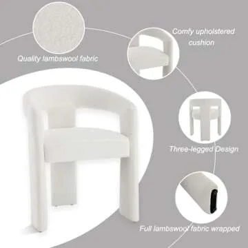 VEPXXP Barrel Dining Chairs Set of 4, Upholstered Dining Room Chairs with Backrest and Arm, Round Comfy Modern Dining Chair for Dining Room, Kitchen, Beige