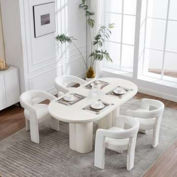 VEPXXP Barrel Dining Chairs Set of 4, Upholstered Dining Room Chairs with Backrest and Arm, Round Comfy Modern Dining Chair for Dining Room, Kitchen, Beige