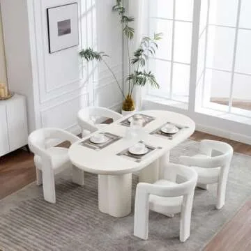 VEPXXP Barrel Dining Chairs Set of 4, Upholstered Dining Room Chairs with Backrest and Arm, Round Comfy Modern Dining Chair for Dining Room, Kitchen, Beige