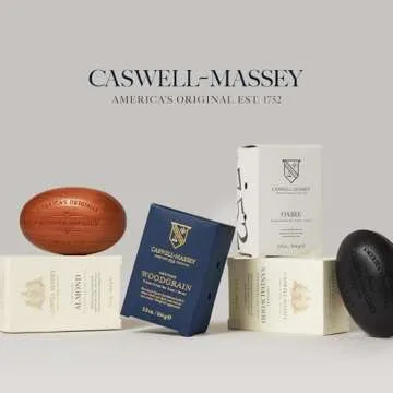 Caswell-Massey Natural Bar Soap for Men Women, Moisturizing Body Soap Bar for All Skin Types, Made with Essential Oils & Plant-Based Formula for Soft Skin, Sandalwood Explorer Scents 3x5.8 oz Gift Set