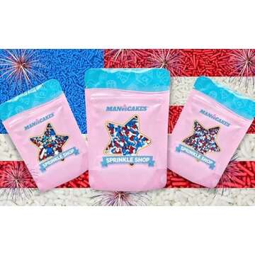 Sprinkles | Blue Sprinkle | 4 Ounces | Jimmies | Sprinkle | Manvscakes, Chocolate Flavor, Non Toxic