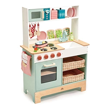 Tender Leaf Toys - Mini Chef Kitchen Range- Wooden Pretend Play Kitchen Set Develops Social, Creativ...