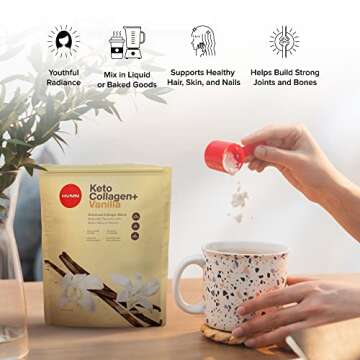 H.V.M.N. Keto Collagen+ Protein Powder: Collagen Supplement with Collagen Peptides & MCT Powder - Keto Diet Approved - 25 Servings (Vanilla)