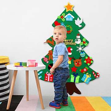 CASA CLAUSI Felt Christmas Tree for Kids Christmas Decorations Xmas Gifts Home Door Hanging Decor Party Supplies Ideas Kids DIY 3.2ft 33 Pcs