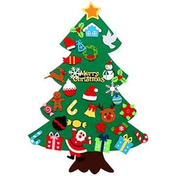 CASA CLAUSI Felt Christmas Tree for Kids Christmas Decorations Xmas Gifts Home Door Hanging Decor Party Supplies Ideas Kids DIY 3.2ft 33 Pcs
