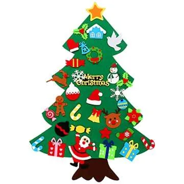 CASA CLAUSI Felt Christmas Tree for Kids Christmas Decorations Xmas Gifts Home Door Hanging Decor Party Supplies Ideas Kids DIY 3.2ft 33 Pcs