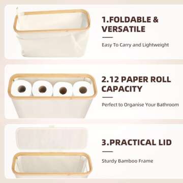Foldable Toilet Paper Storage Basket for 12 Rolls