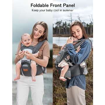 besrey Baby Carrier Front Facing Holder, Hip Seat, Dad Kangaroo Carrier, Toddler Chest Hybrid Wrap Carrier, Mens Ergonomic Body Carrier Backpack, Easy Infant Carrier Mesh, Forward Soft Carrier