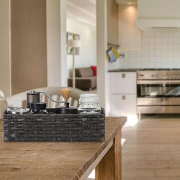 Bidtakay Long Narrow Wicker Baskets Toilet Paper Basket for Shelves 2-Pack Waterproof Imitation Small Wicker Storage Bins for Washroom Closet Blackish-tan