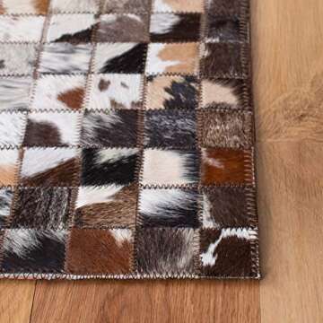 SAFAVIEH Studio Leather Collection 3' x 5' Beige/Brown STL812B Handmade Mid-Century Modern Leather Area Rug