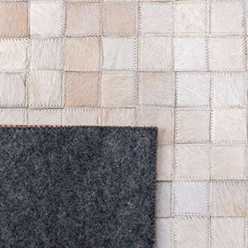 SAFAVIEH Studio Leather Collection 3' x 5' Beige/Brown STL812B Handmade Mid-Century Modern Leather Area Rug