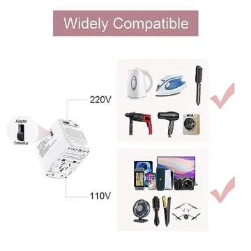 Compact Travel Adapter with USB Ports for 200+ Countries