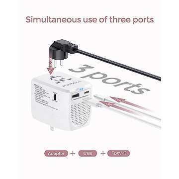 Compact Travel Adapter with USB Ports for 200+ Countries