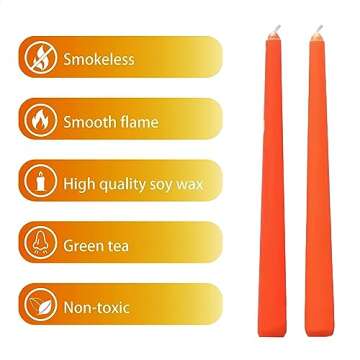 MGEZCOO Orange Taper Candles - Set of 4, Scented Elegance