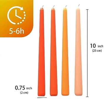 MGEZCOO Orange Taper Candles - Set of 4, Scented Elegance