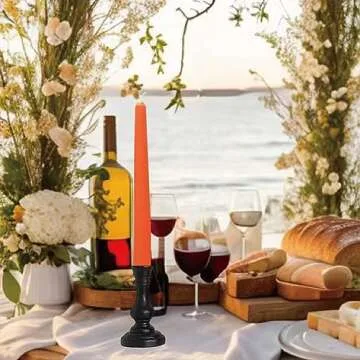 MGEZCOO Orange Taper Candles - Set of 4, Scented Elegance