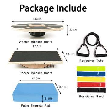 Wooden Wobble Balance Board, Rocker Board, Wood Standing Desk Accessory, Core Strength Exercise Fitness, Balance Pad Resistance Tools for Training, Workout Stability Equipment, Standing Desk Use