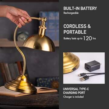 O'Bright Cordless LED Table Lamp with USB-C Charging