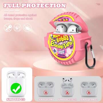 Cute Case for Airpod 2/1 with Cleaner kit,3D Kawaii Silicone Airpod Case Cartoon Food Funny Protecti...