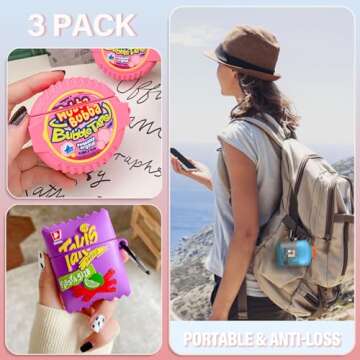 Cute Case for Airpod 2/1 with Cleaner kit,3D Kawaii Silicone Airpod Case Cartoon Food Funny Protective Cover Accessories for Airpod 1&2 Gen Charging Case for Girls Boys[3Pack]