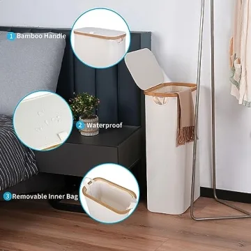 efluky Slim Laundry Basket with Lid for Narrow Spaces