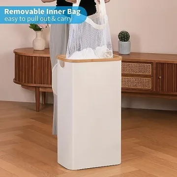 efluky Slim Laundry Basket with Lid for Narrow Spaces