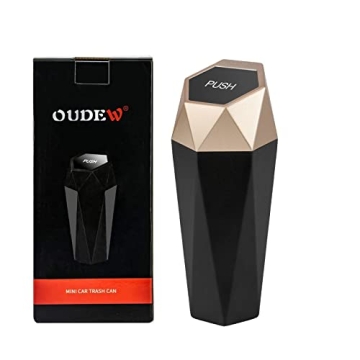 OUDEW Car Trash Can with Stylish Lid - Compact & Leakproof