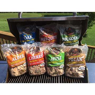7 Flavor Smoking Wood Chip Variety Bundle - Set of 7 Large 2 lb Bags (Oak, Cherry, Mesquite, Hickory, Pecan, Apple, Alder)