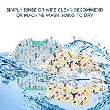 HaimoBurg 5 Pcs Long Sleeved Baby Toddler Bibs Waterproof Sleeved Bib 3-24 Months