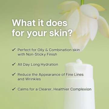 ROVECTIN Calming Lotus Water Cream - Lightweight Moisturizer Face Cream for Oily, Combination Skin | 75% Lotus Water Extract For Skin Purifying, Anti-Aging | Vegan Korean Skincare (2.1 fl.oz, 60ml)