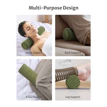 Blissful Diary Neck Pillow for Sleeping, Memory Foam Plush Dot Washable Cervical Neck Pillow for Neck Pain Relief, Multi-functional Home Office Travel Yoga Round Cylinder Bolster Pillow, Stylish Green