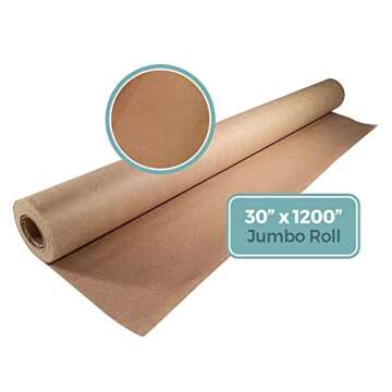 Note Card Cafe - Kraft Paper Roll, Wrapping Paper Roll, 30” x 1200” Paper Roll, Packing Paper Sheets, Brown, Jumbo Roll