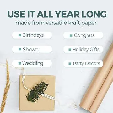 Note Card Cafe - Kraft Paper Roll, Wrapping Paper Roll, 30” x 1200” Paper Roll, Packing Paper Sheets, Brown, Jumbo Roll