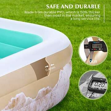 Brace Master Inflatable Swimming Pool, Blow Up Pool, 95" x 56" x 22" Family Kiddie Pools, Ages 3+, Full-Sized Inflatable Pool for Kids, Adults, Outdoor, Garden, Backyard, Green