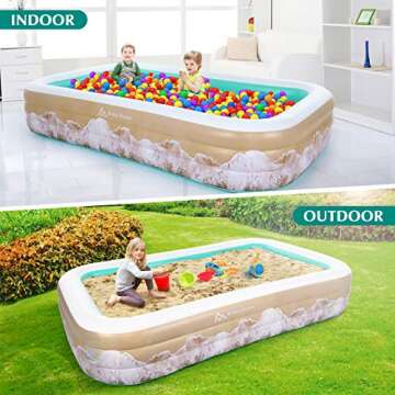 Brace Master Inflatable Swimming Pool, Blow Up Pool, 95" x 56" x 22" Family Kiddie Pools, Ages 3+, Full-Sized Inflatable Pool for Kids, Adults, Outdoor, Garden, Backyard, Green