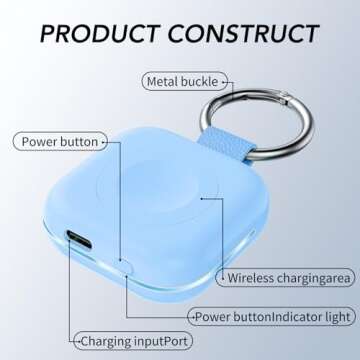 HUOTO Charging Adapter, 1200mAh Battery Powered Portable Wireless Charger for Apple Watch Series 9/8/7/6/SE/5/4/3/2/1 Ultra, Keychain USB-C Charger, Gifts for Women Man